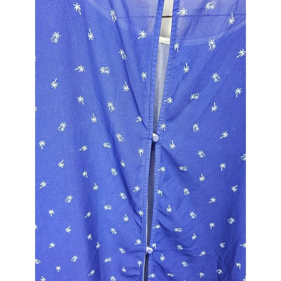 Torrid Blue Palm Dolman Sleeve Back Button‎ Sheer Top Size 5 - Picture 7 of 12